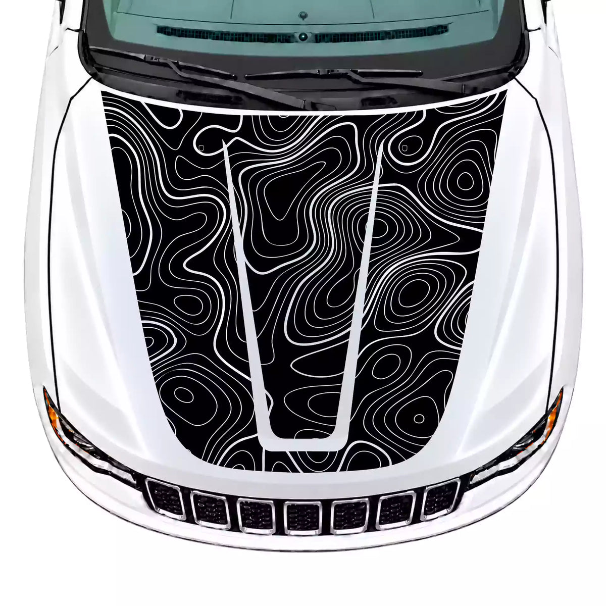 2014-2022 Jeep Grand Cherokee Topographic Map Hood Decal Vinyl Graphics Kit
