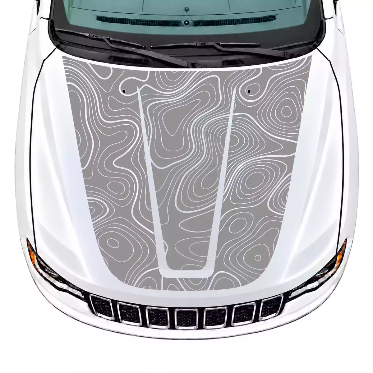 2014-2022 Jeep Grand Cherokee Topographic Map Hood Decal Vinyl Graphics Kit