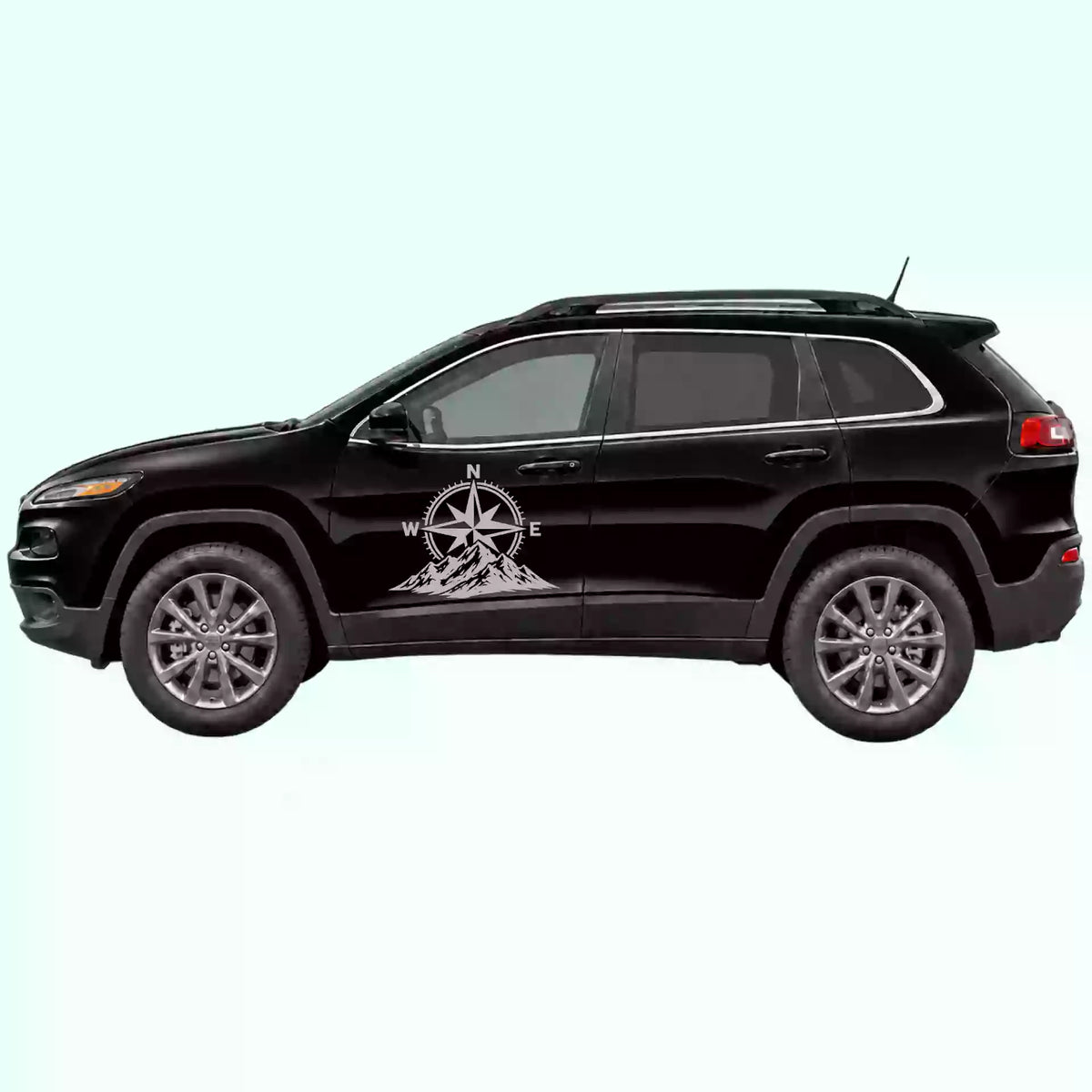 2014-2023 Jeep Cherokee Compass Mountains Side Decal Decals Vinyl Graphics Kit Gray
