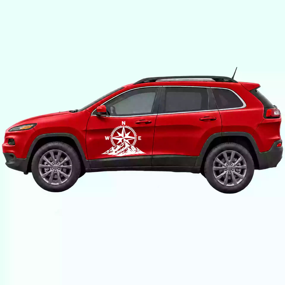 2014-2023 Jeep Cherokee Compass Mountains Side Decal Decals Vinyl Graphics Kit White
