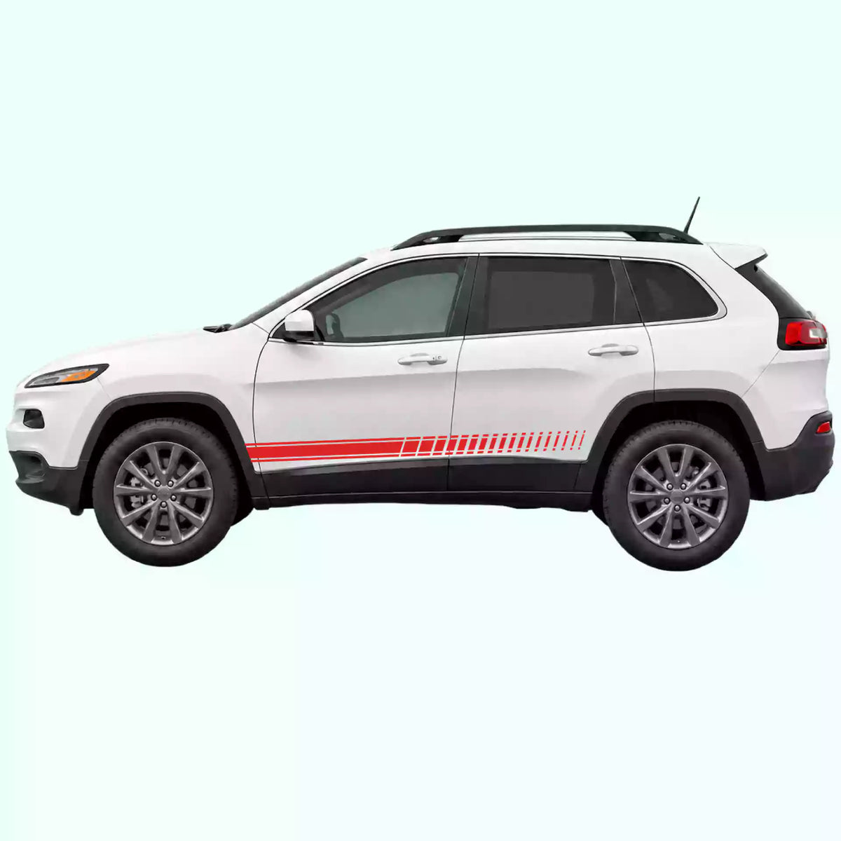2014-2023 Jeep Cherokee Pin Stripes Rocker Vinyl Graphics Kit Red