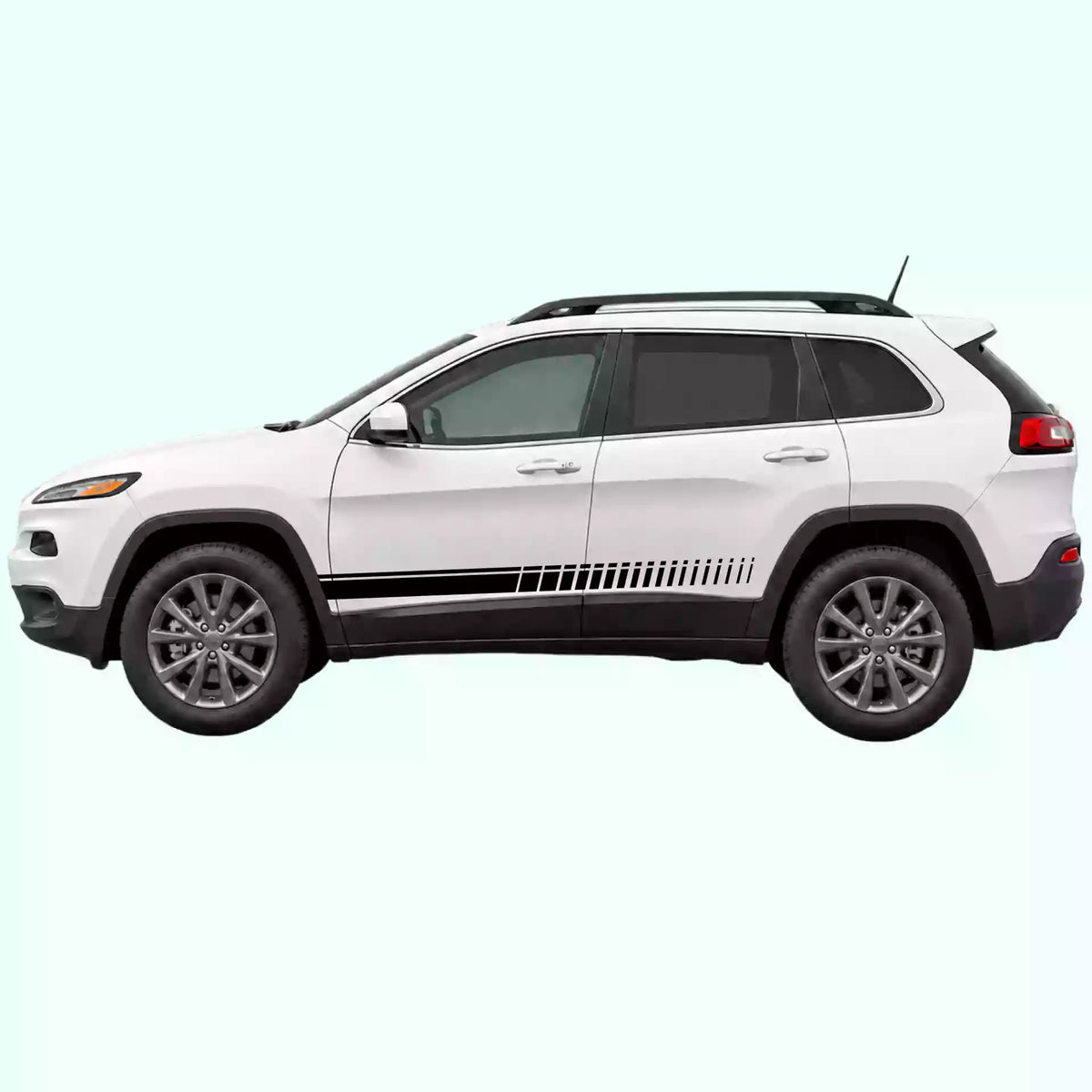 2014-2023 Jeep Cherokee Top Pin Stripe Rocker Vinyl Graphics Kit Black