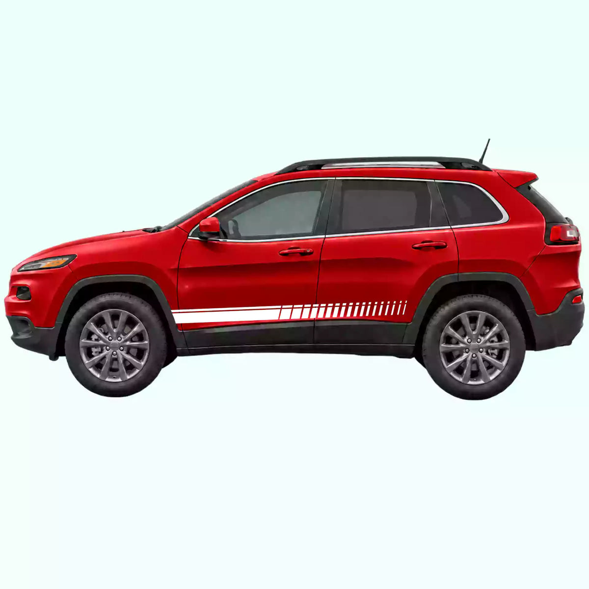 2014-2023 Jeep Cherokee Top Pin Stripe Rocker Vinyl Graphics Kit White