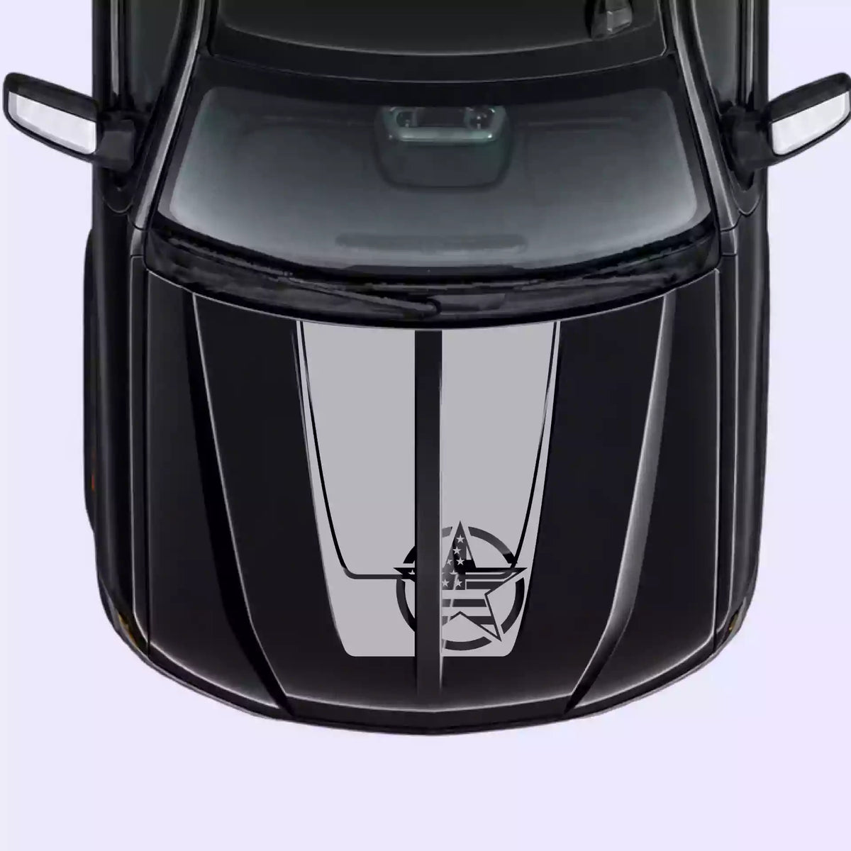 2016-2018 Chevrolet Silverado Army Star Hood Decal Vinyl Graphics Kit gray