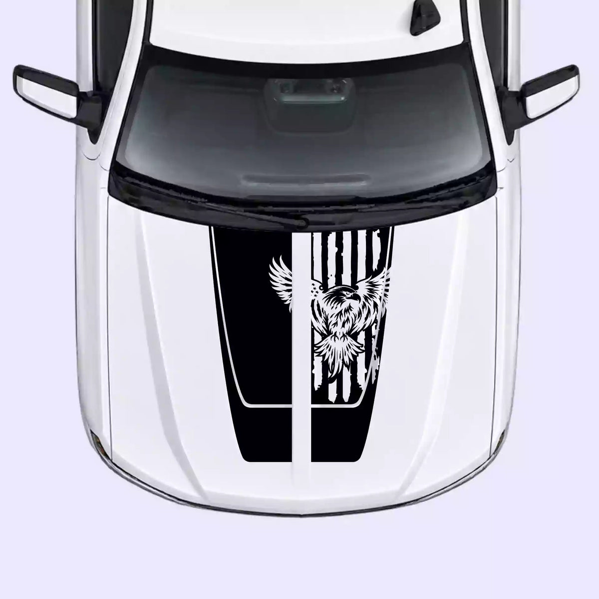 2016-2018 Chevrolet Silverado Eagle USA Flag Hood Decals Vinyl Graphics Kit white
