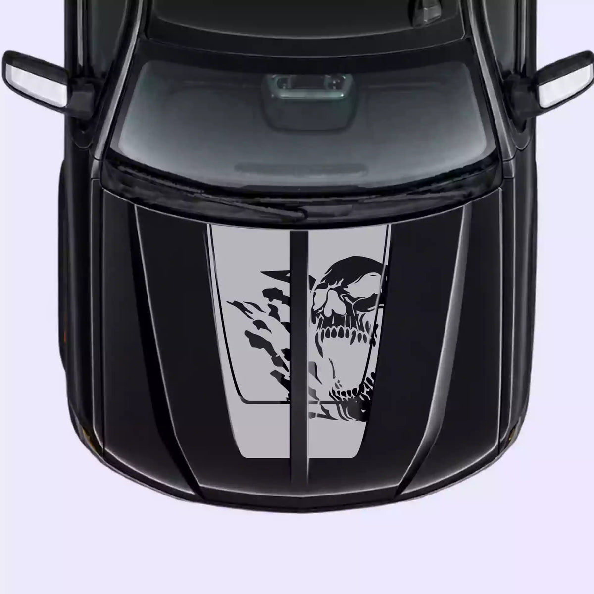 2016-2018 Chevrolet Silverado Reaper Skull Hood Decal Vinyl Graphics Kit Gray