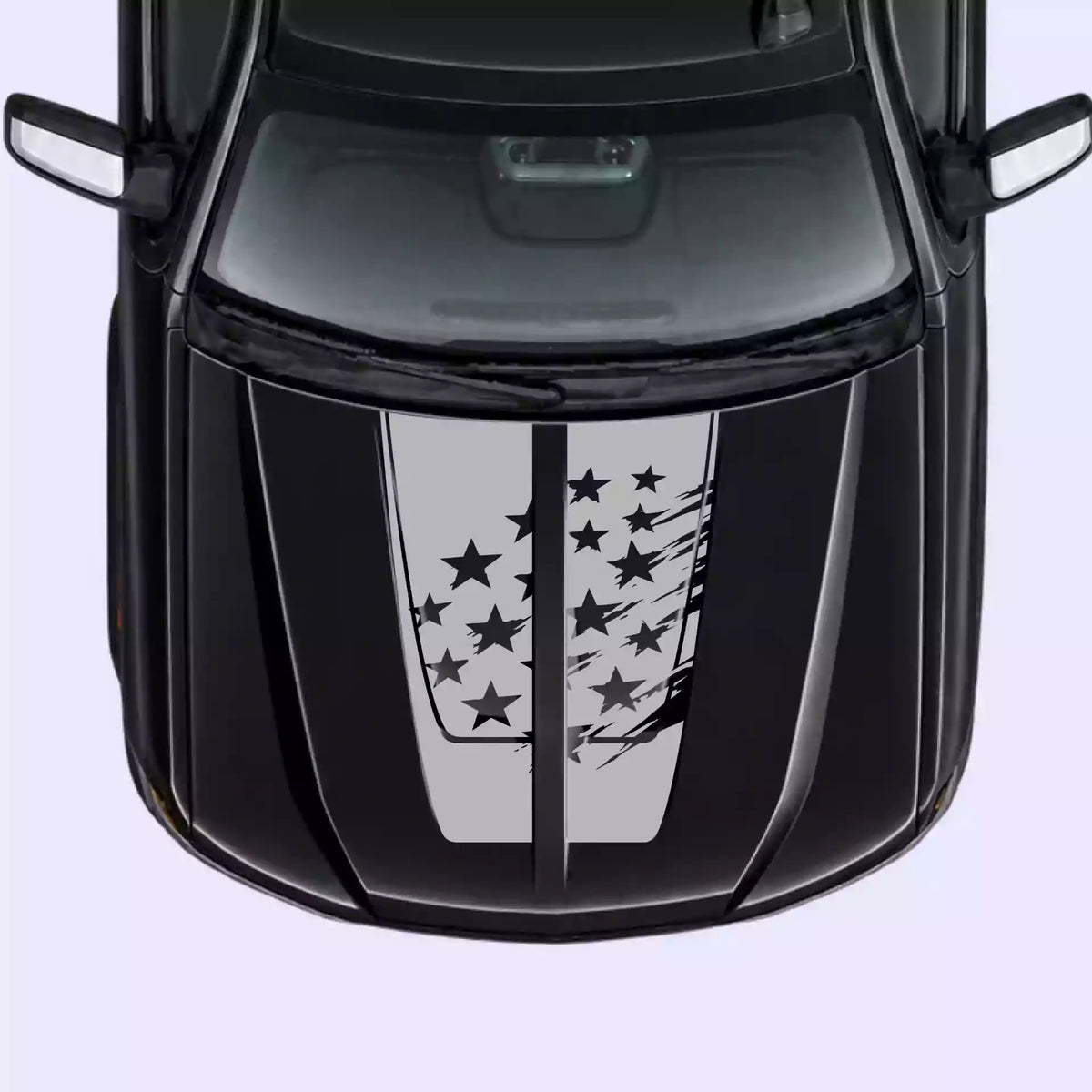 2016-2018 Chevrolet Silverado Shattered American Flag Hood Decal Vinyl Graphics Kit gray