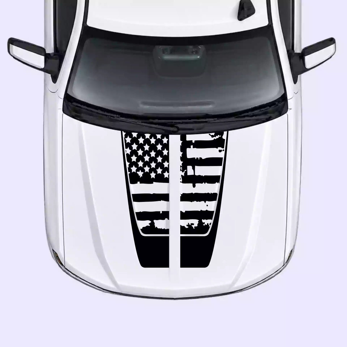 2016-2018 Chevrolet Silverado Shred American Flag Hood Decals Vinyl Graphics Kit black