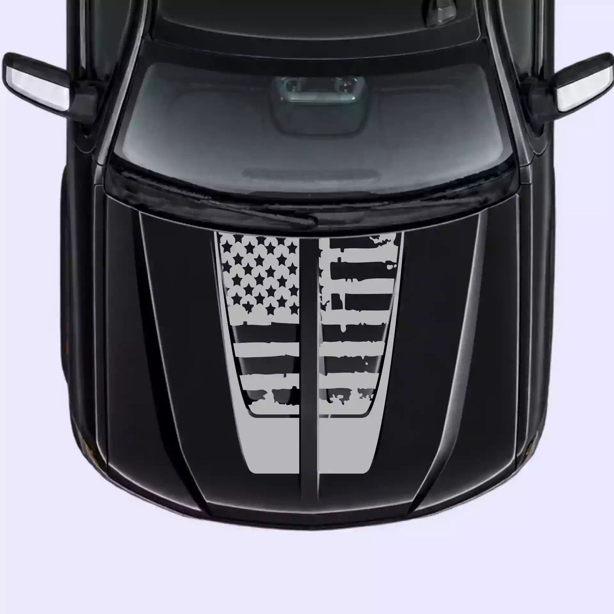 2016-2018 Chevrolet Silverado Shred American Flag Hood Decals Vinyl Graphics Kit gray
