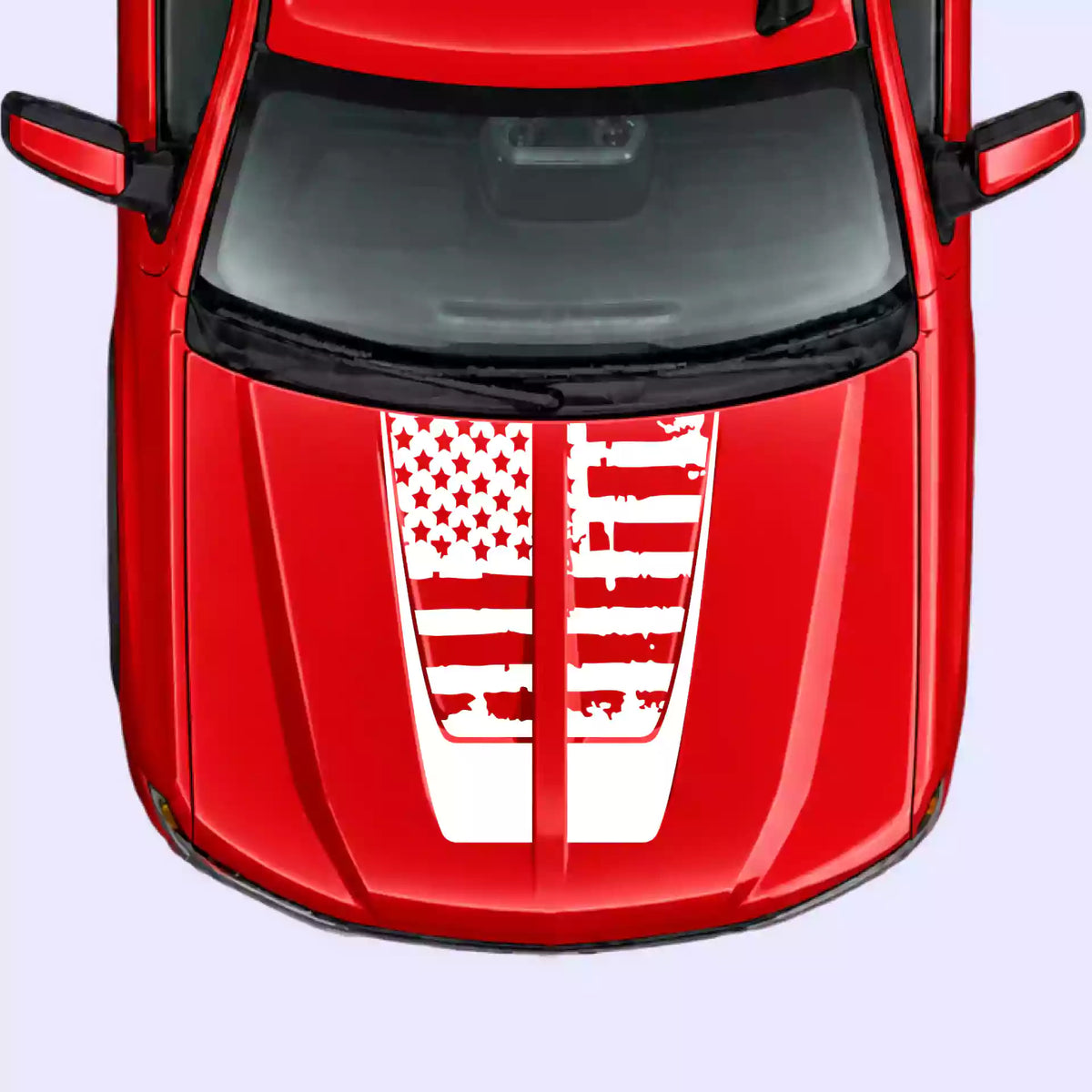2016-2018 Chevrolet Silverado Shred American Flag Hood Decals Vinyl Graphics Kit white