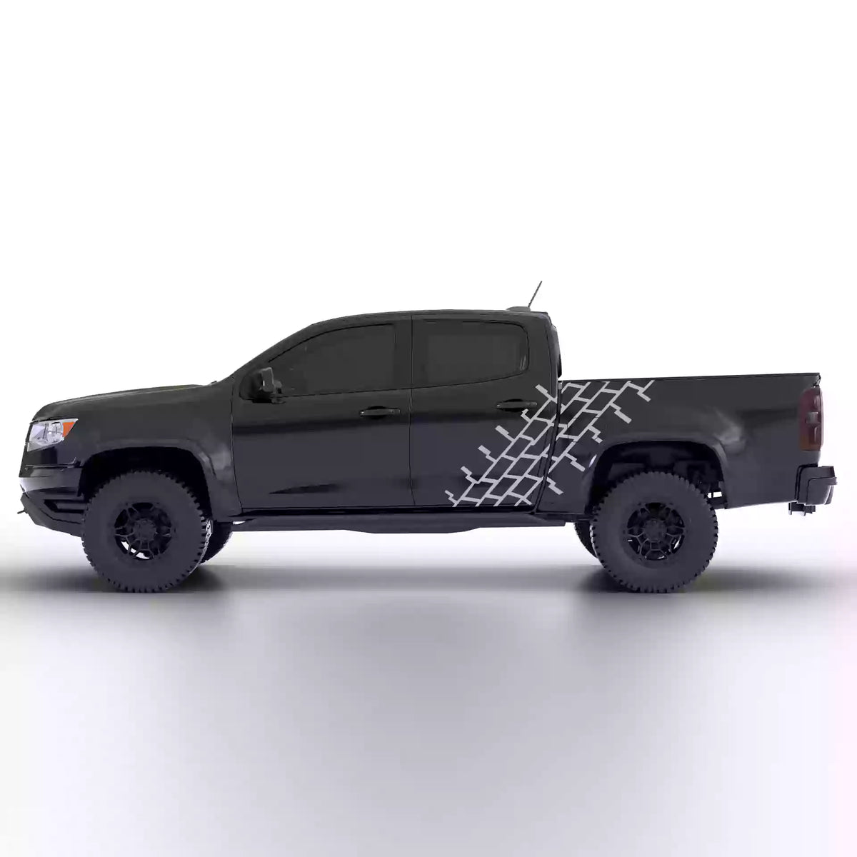 2016-2022 Chevrolet Colorado Tire Tread Side Decals Vinyl Graphics Kit Gray