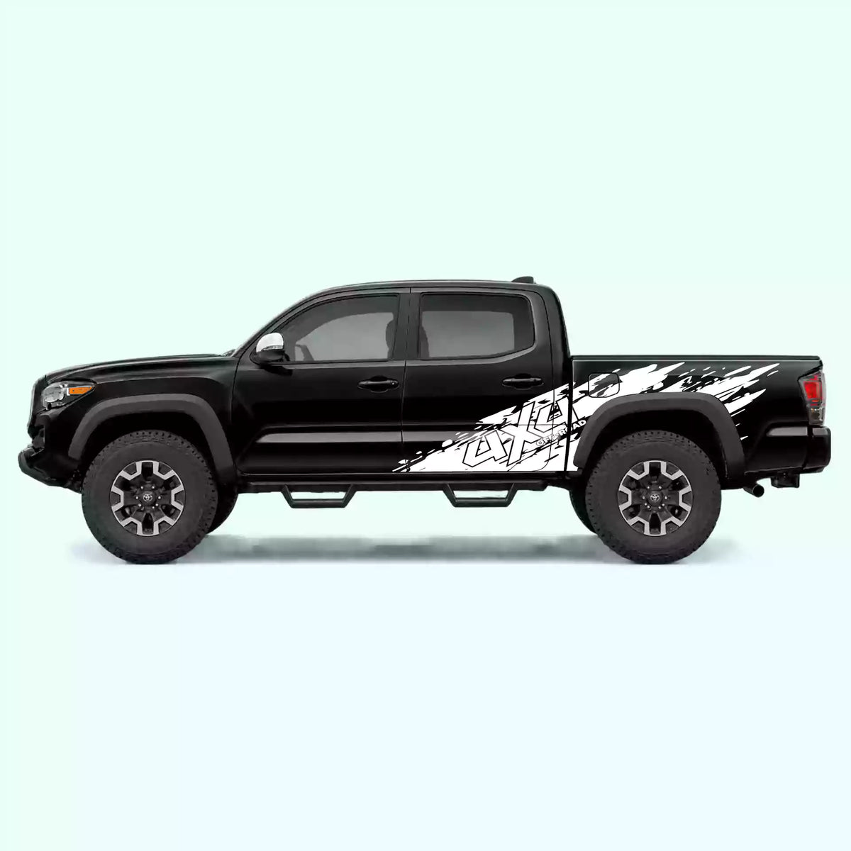 2016-2023 Toyota Tacoma 4x4 Mud Splash Side Decals Vinyl Graphics Kit White