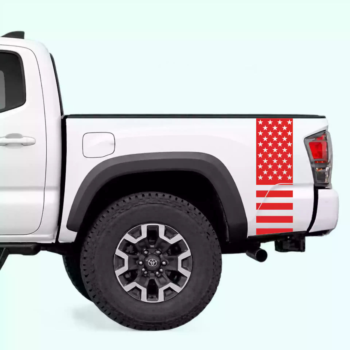 2016-2023 Toyota Tacoma American Flag Bed Side Stripes Vinyl Graphics Kit Red