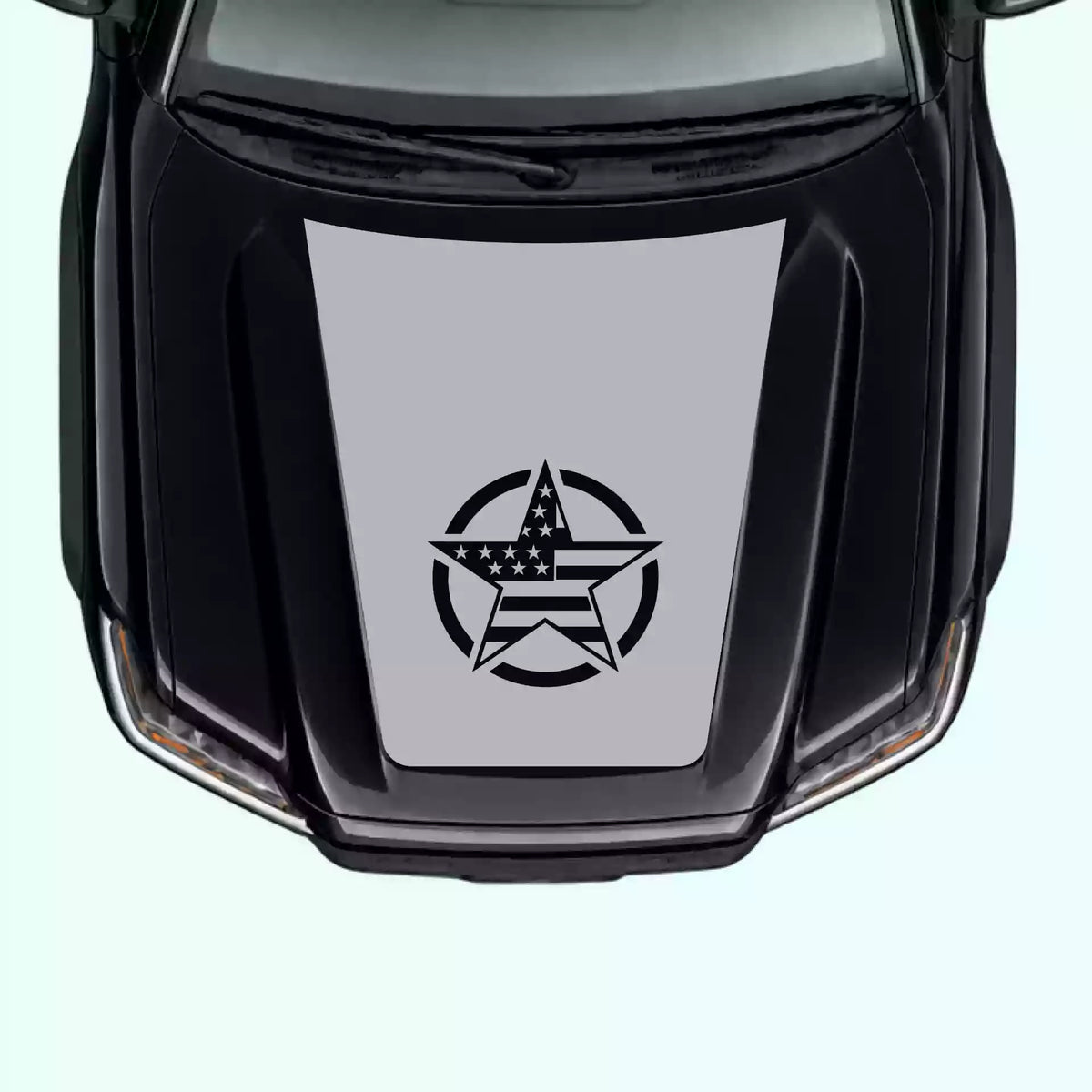 2016-2023 Toyota Tacoma Army Star Hood Decal Vinyl Graphics Kit Gray
