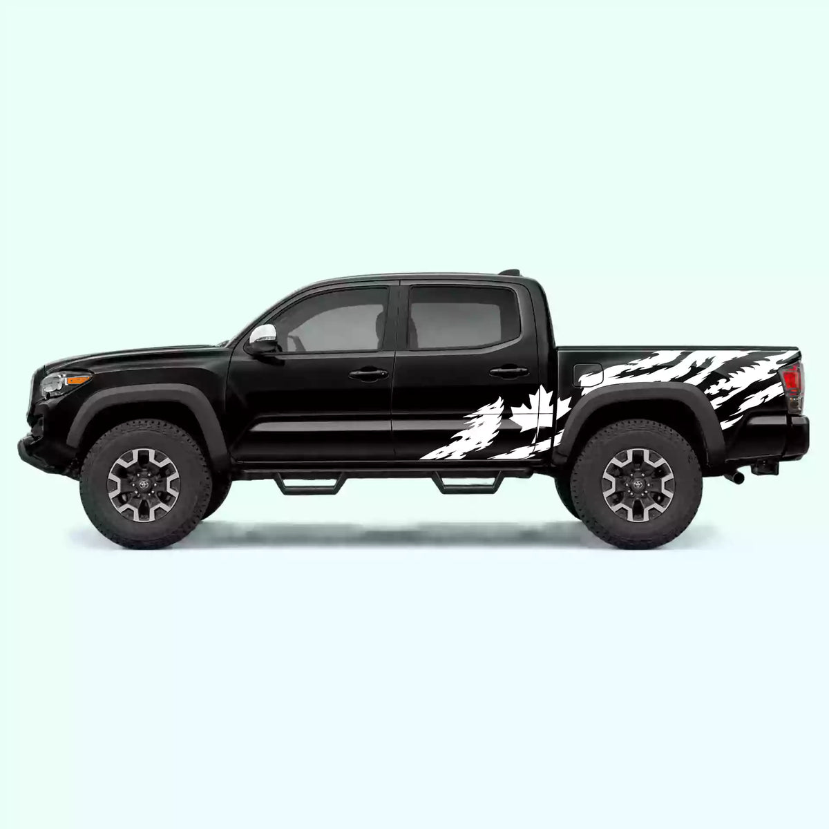 2016-2023 Toyota Tacoma Canada Flag Side Decals Vinyl Graphics Kit White