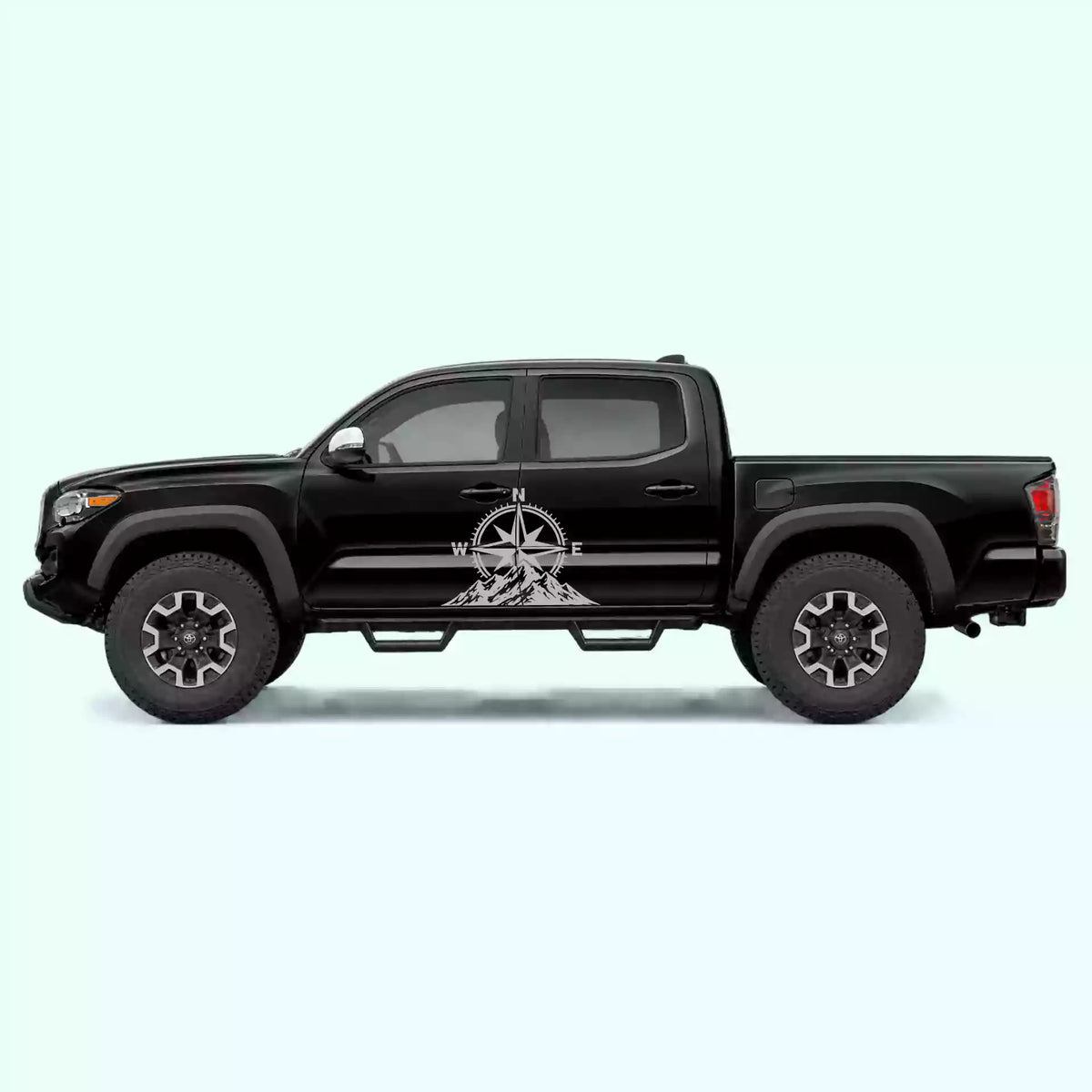 2016-2023 Toyota Tacoma Compass Mountains Side Decals Vinyl Graphics Kit Gray
