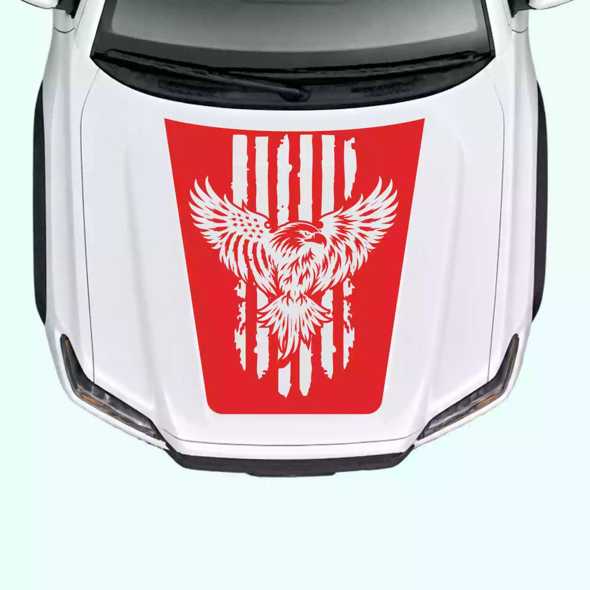 2016-2023 Toyota Tacoma Eagle USA Flag Hood Decals Vinyl Graphics Kit Red