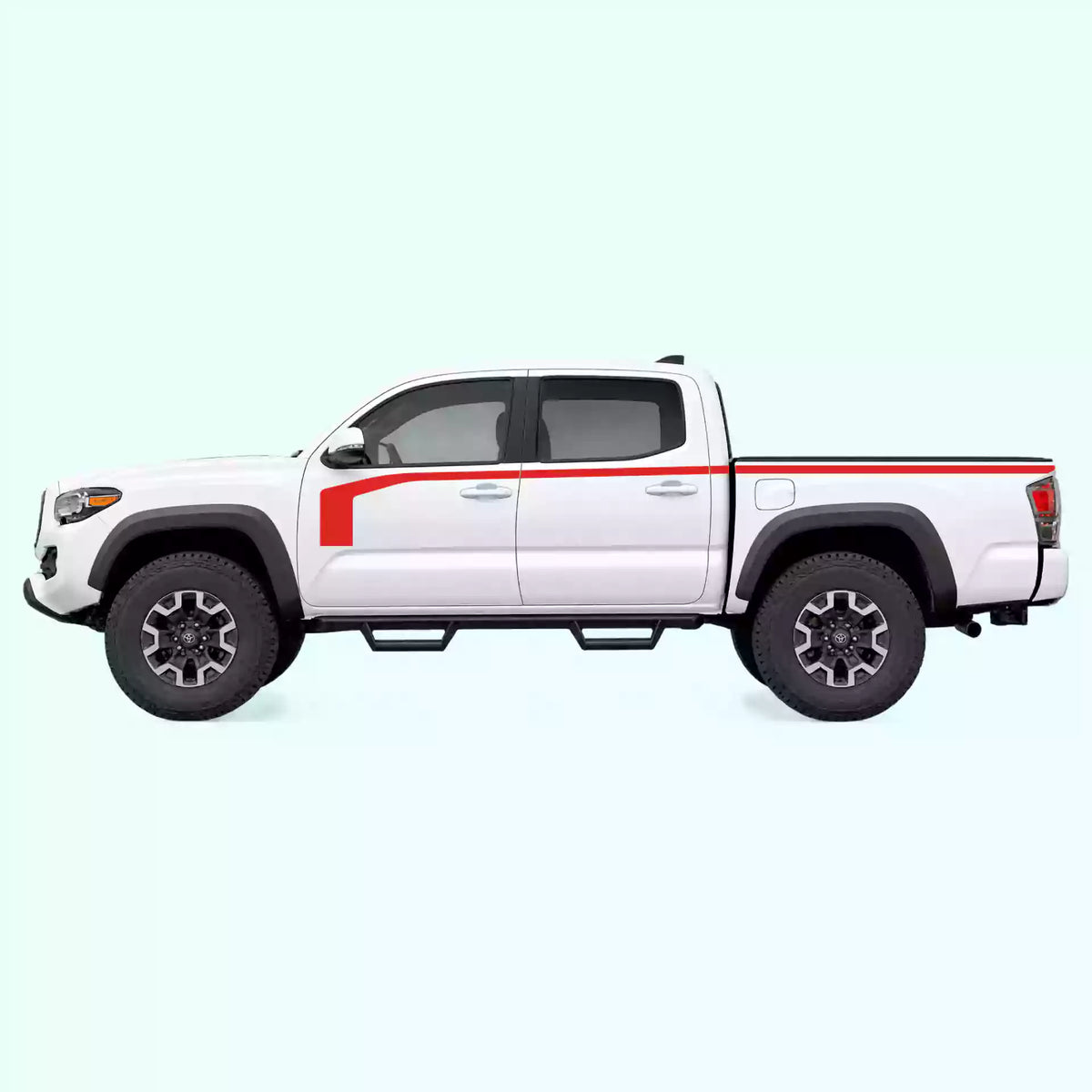 2016-2023 Toyota Tacoma Hockey Stick Side Stripes Vinyl Graphics Kit Red