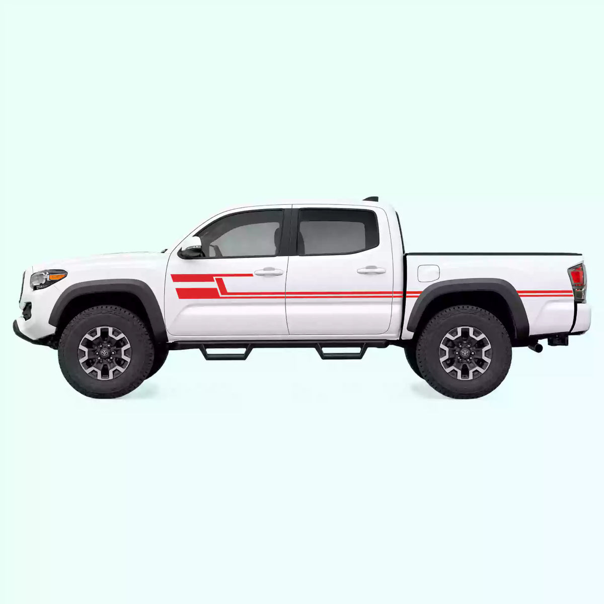 2016-2023 Toyota Tacoma Liner Side Stripes Vinyl Graphics Kit Red