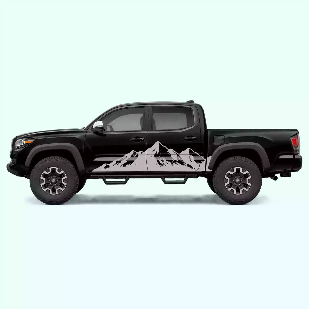 2016-2023 Toyota Tacoma Mountain Range Side Decals Vinyl Graphics Kit Gray