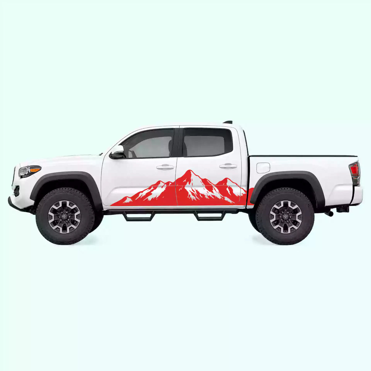 2016-2023 Toyota Tacoma Mountain Range Side Decals Vinyl Graphics Kit Red