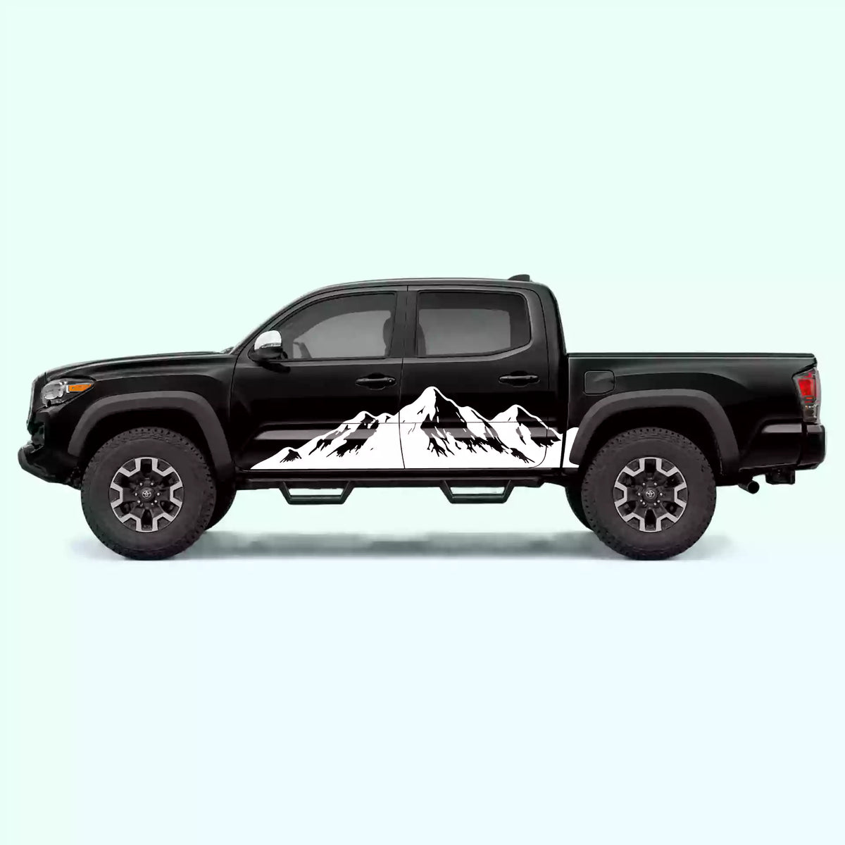 2016-2023 Toyota Tacoma Mountain Range Side Decals Vinyl Graphics Kit White