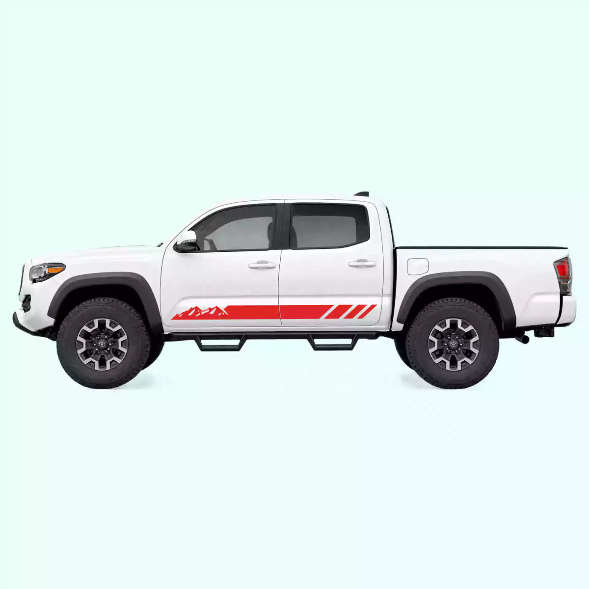 2016-2023 Toyota Tacoma Mountain Side Stripes Vinyl Graphics Kit Red