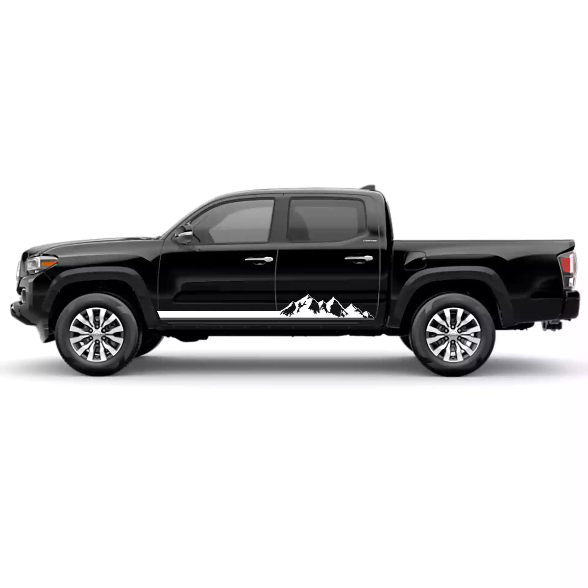 2016-2023 Toyota Tacoma Mountains Rocker Stripes Vinyl Graphics Kit white