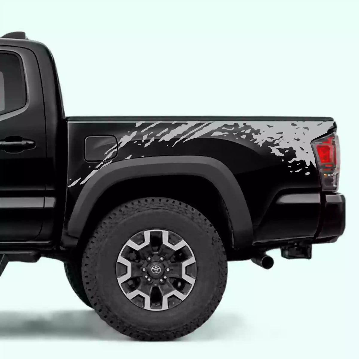 2016-2023 Toyota Tacoma Mud Splash Bed Decals Vinyl Graphics Kit Gray