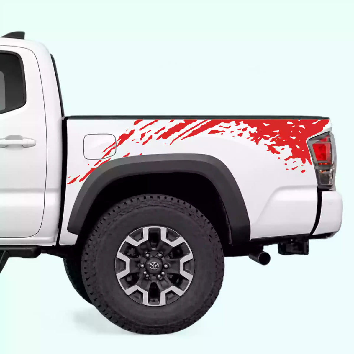 2016-2023 Toyota Tacoma Mud Splash Bed Decals Vinyl Graphics Kit Red