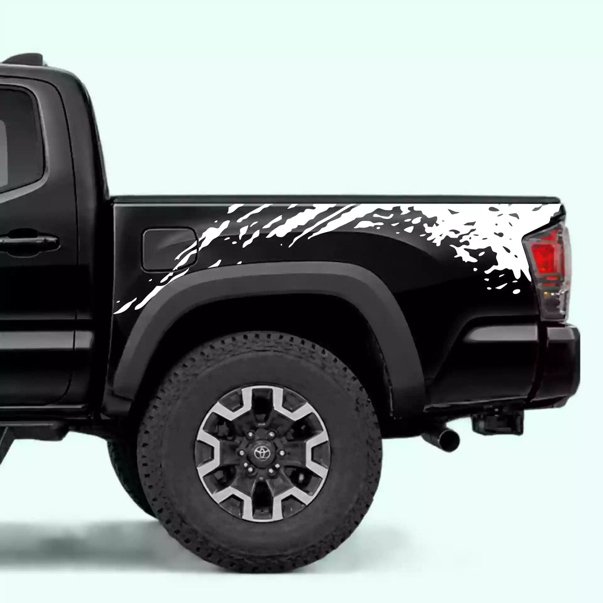 2016-2023 Toyota Tacoma Mud Splash Bed Decals Vinyl Graphics Kit White