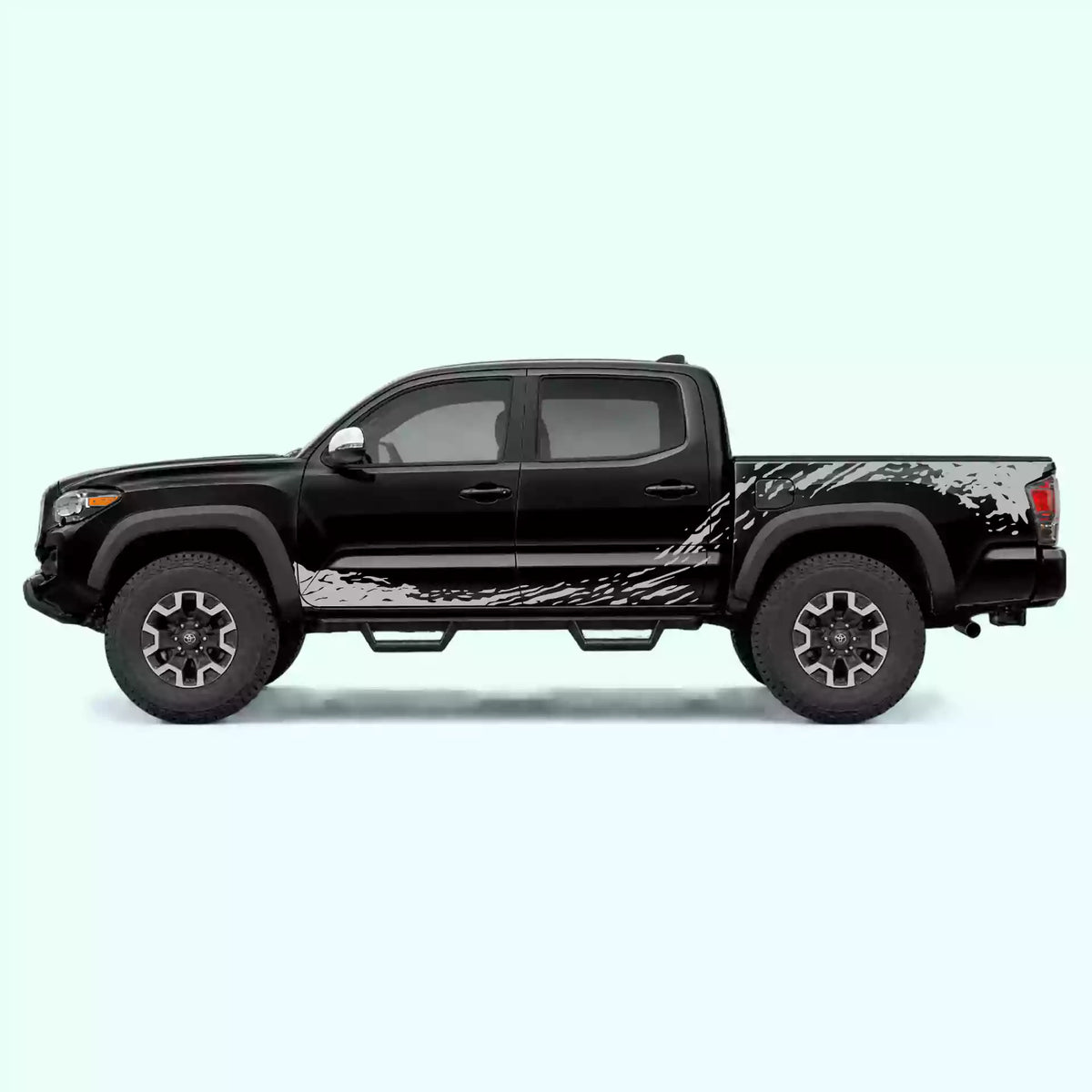 2016-2023 Toyota Tacoma Mud Splash Rocker & Bed Decals Vinyl Graphics Kit gray