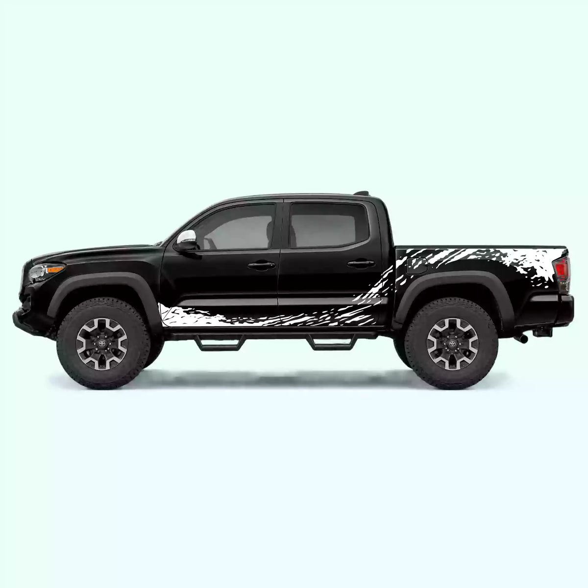 2016-2023 Toyota Tacoma Mud Splash Rocker & Bed Decals Vinyl Graphics Kit white