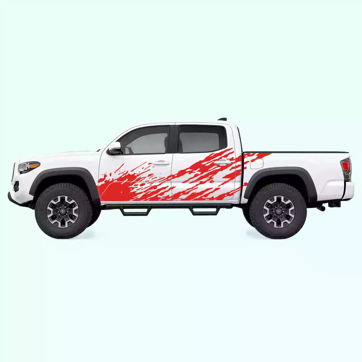 2016-2023 Toyota Tacoma Mud Splash Side Decals Vinyl Graphics Kit red