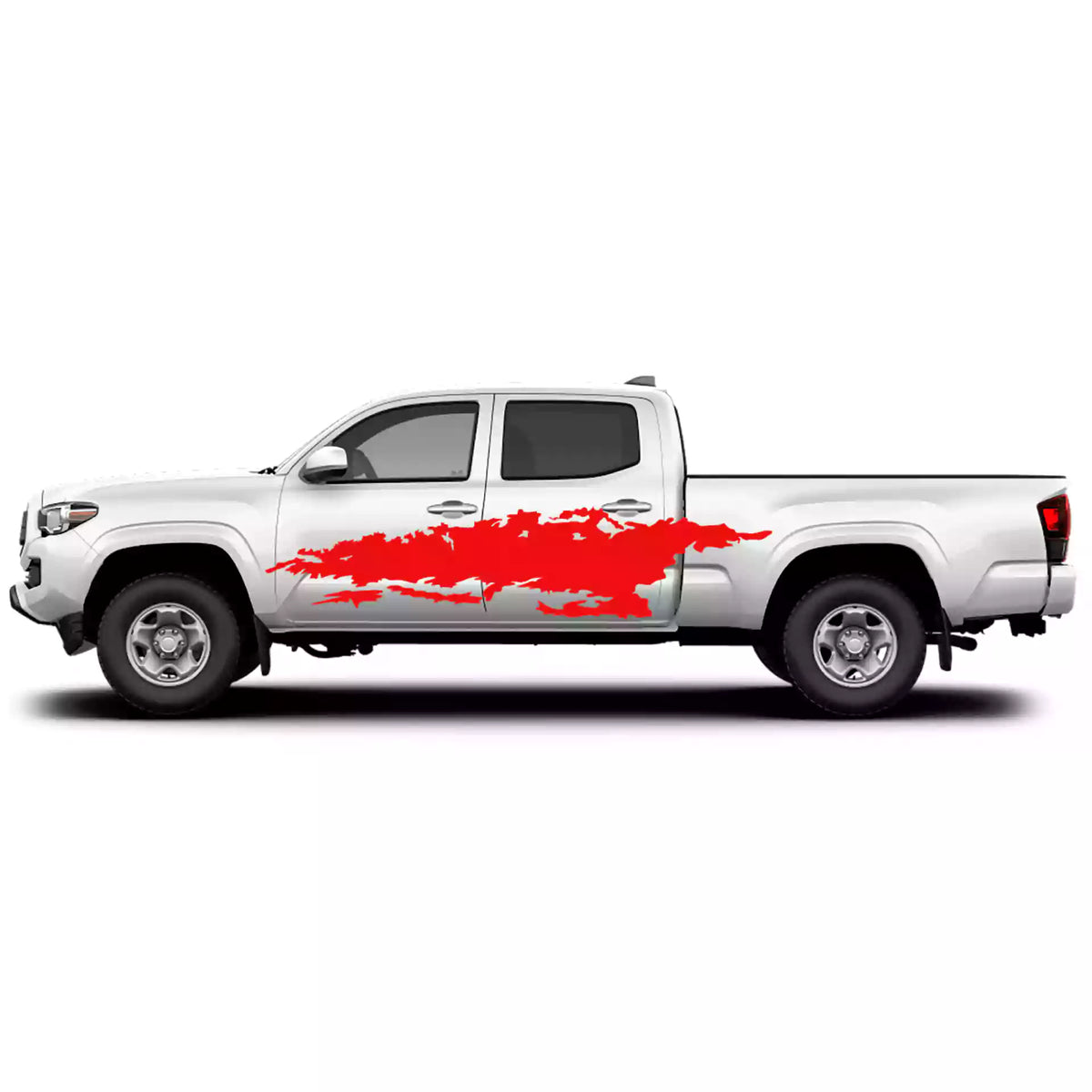 2016-2023 Toyota Tacoma Mud Splash Side Decals Vinyl Graphics Kit red