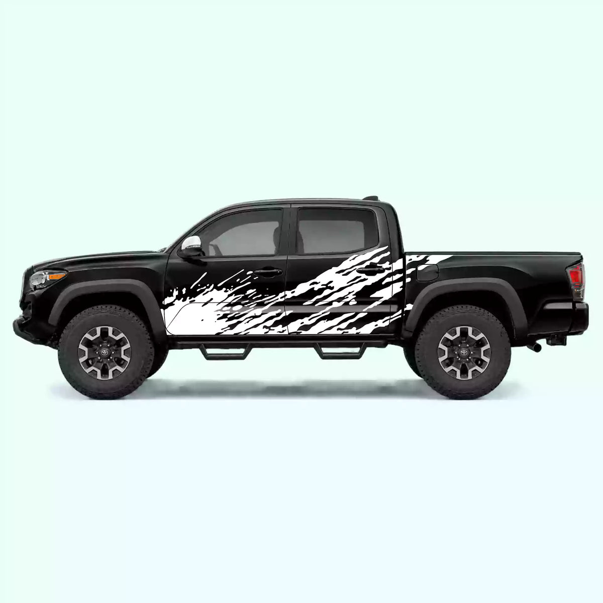 2016-2023 Toyota Tacoma Mud Splash Side Decals Vinyl Graphics Kit white