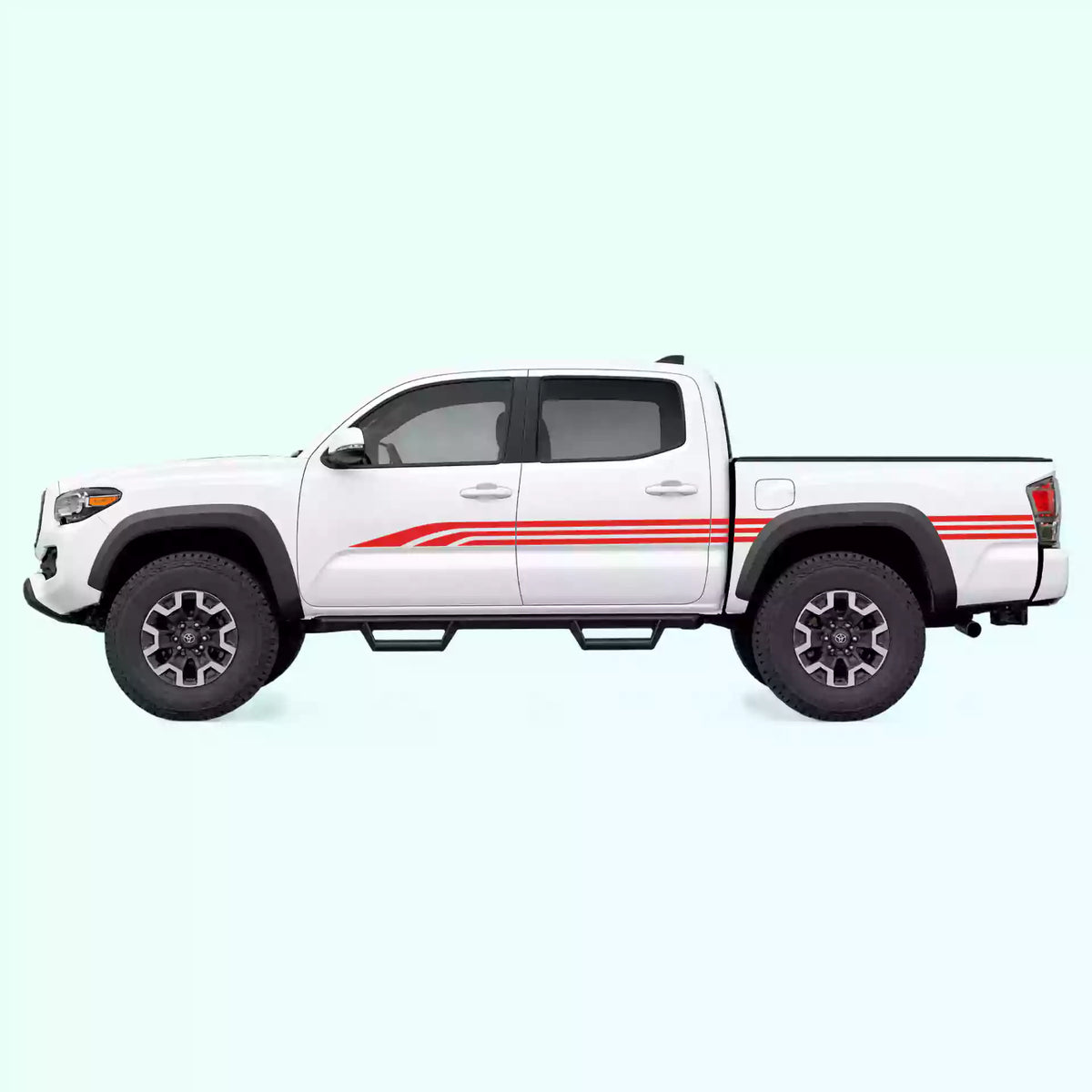 2016-2023 Toyota Tacoma Old School Side Stripes Vinyl Graphics Kit Red