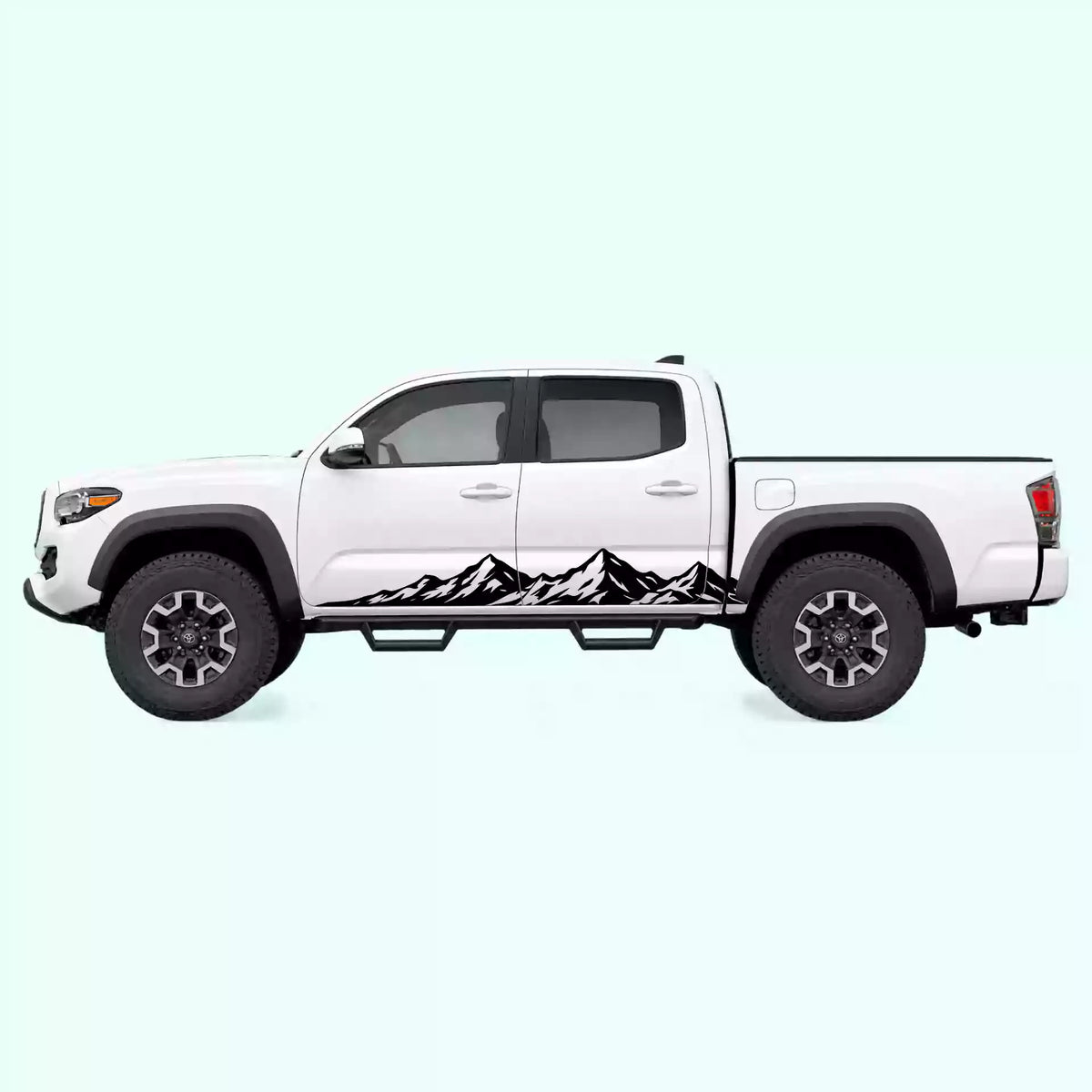 2016-2023 Toyota Tacoma Peak Mountain Rocker Stripes Vinyl Graphics Kit Black