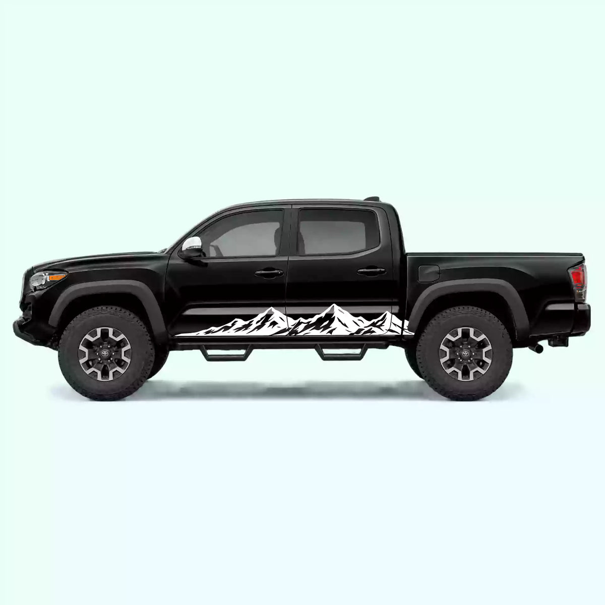 2016-2023 Toyota Tacoma Peak Mountain Rocker Stripes Vinyl Graphics Kit White