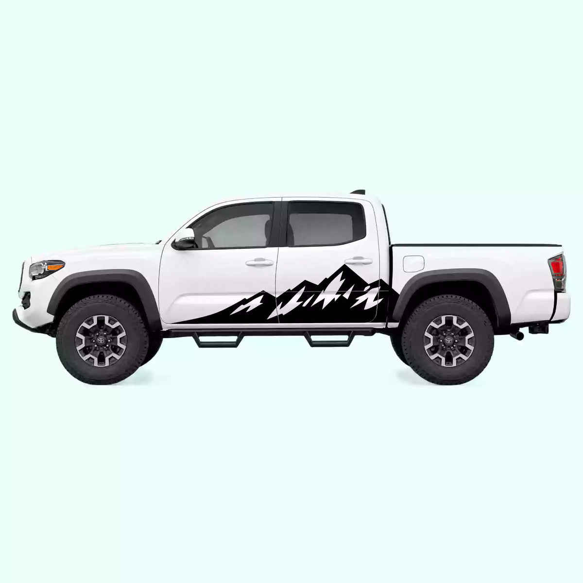 2016-2023 Toyota Tacoma Peak Mountain Side Decals Vinyl Graphics Kit Black