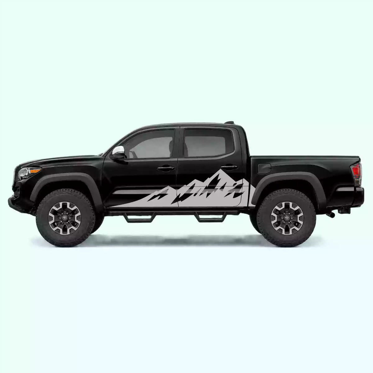 2016-2023 Toyota Tacoma Peak Mountain Side Decals Vinyl Graphics Kit Gray