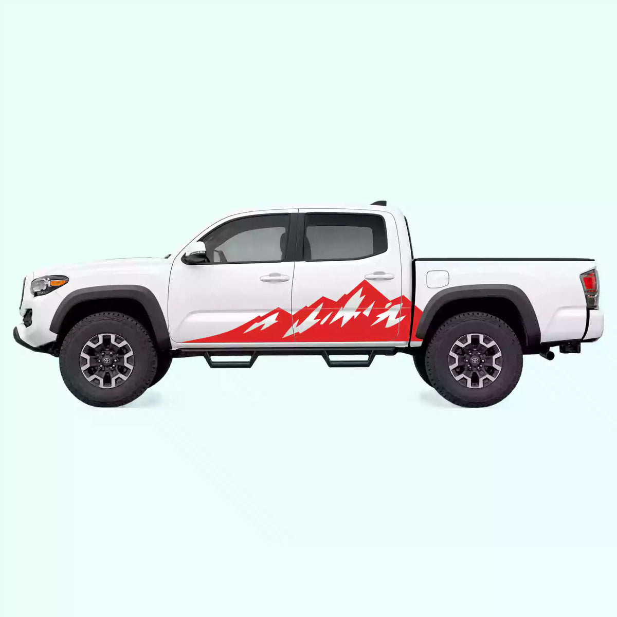 2016-2023 Toyota Tacoma Peak Mountain Side Decals Vinyl Graphics Kit Red