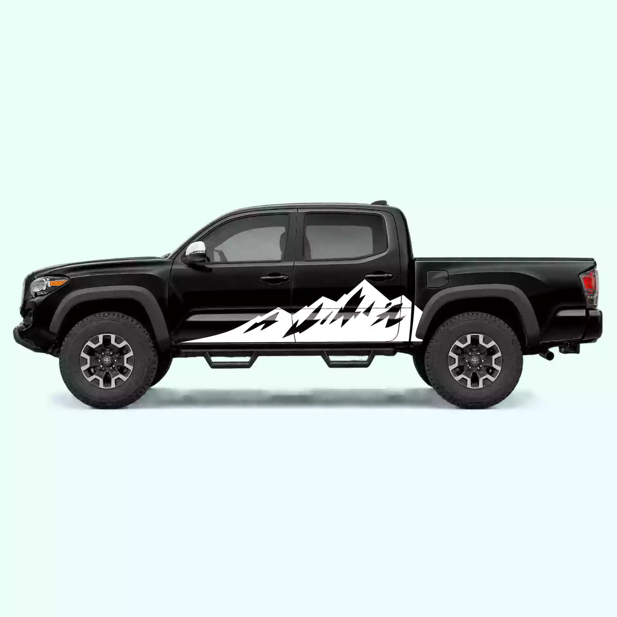 2016-2023 Toyota Tacoma Peak Mountain Side Decals Vinyl Graphics Kit White