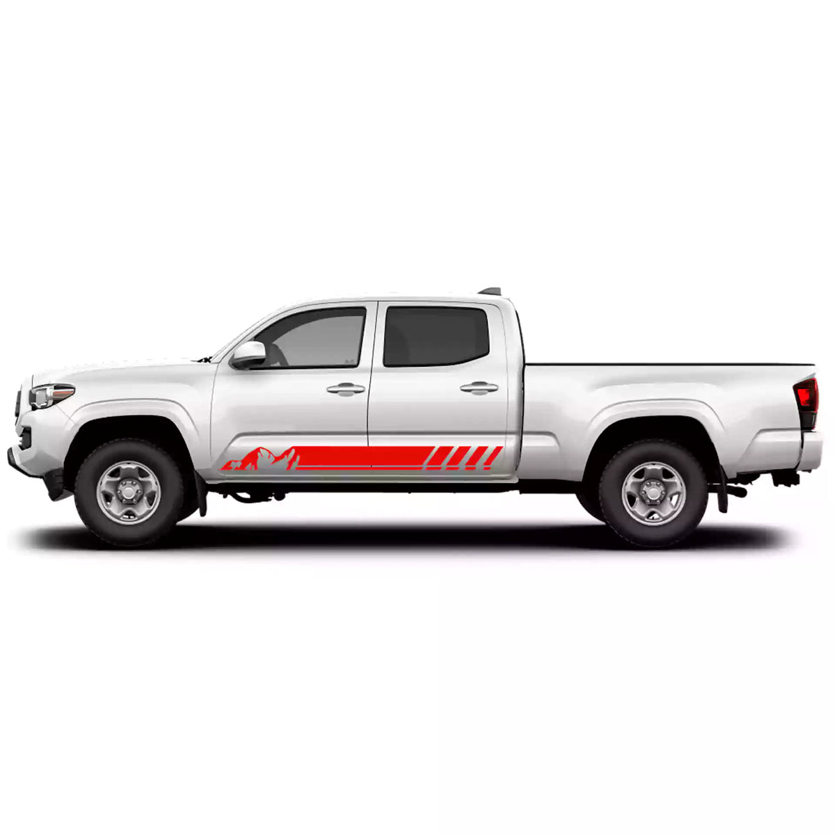 2016-2023 Toyota Tacoma Peak Rocker Racing Stripes Vinyl Graphics Kit red