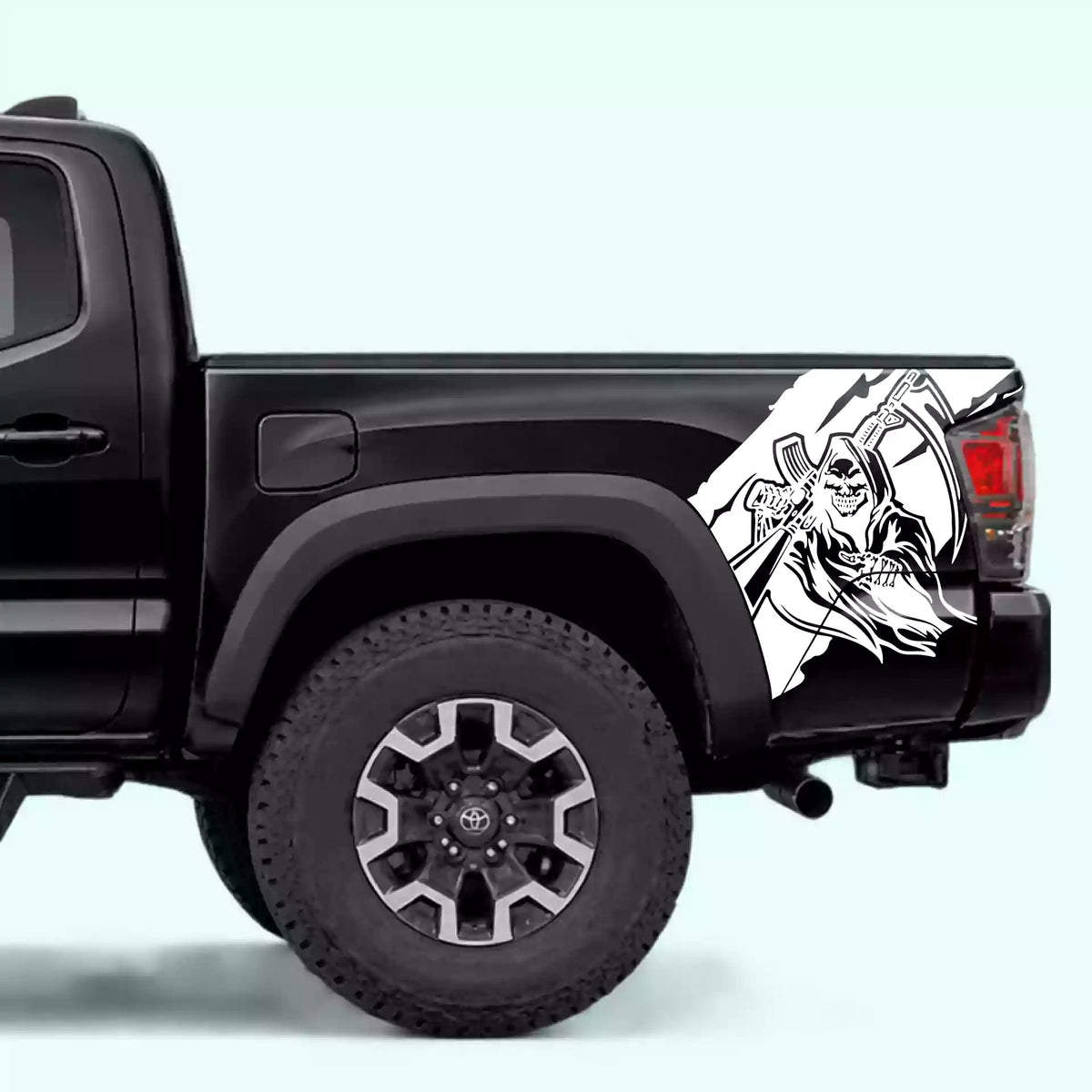 2016-2023 Toyota Tacoma Reaper Bed Decals Vinyl Graphics Kit white