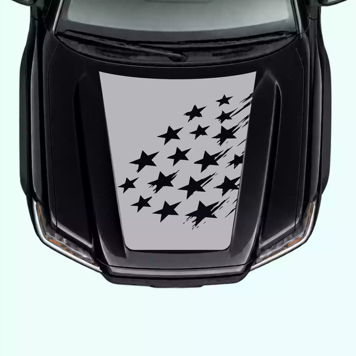 2016-2023 Toyota Tacoma Shattered American Flag Hood Decal Vinyl Graphics Kit Gray