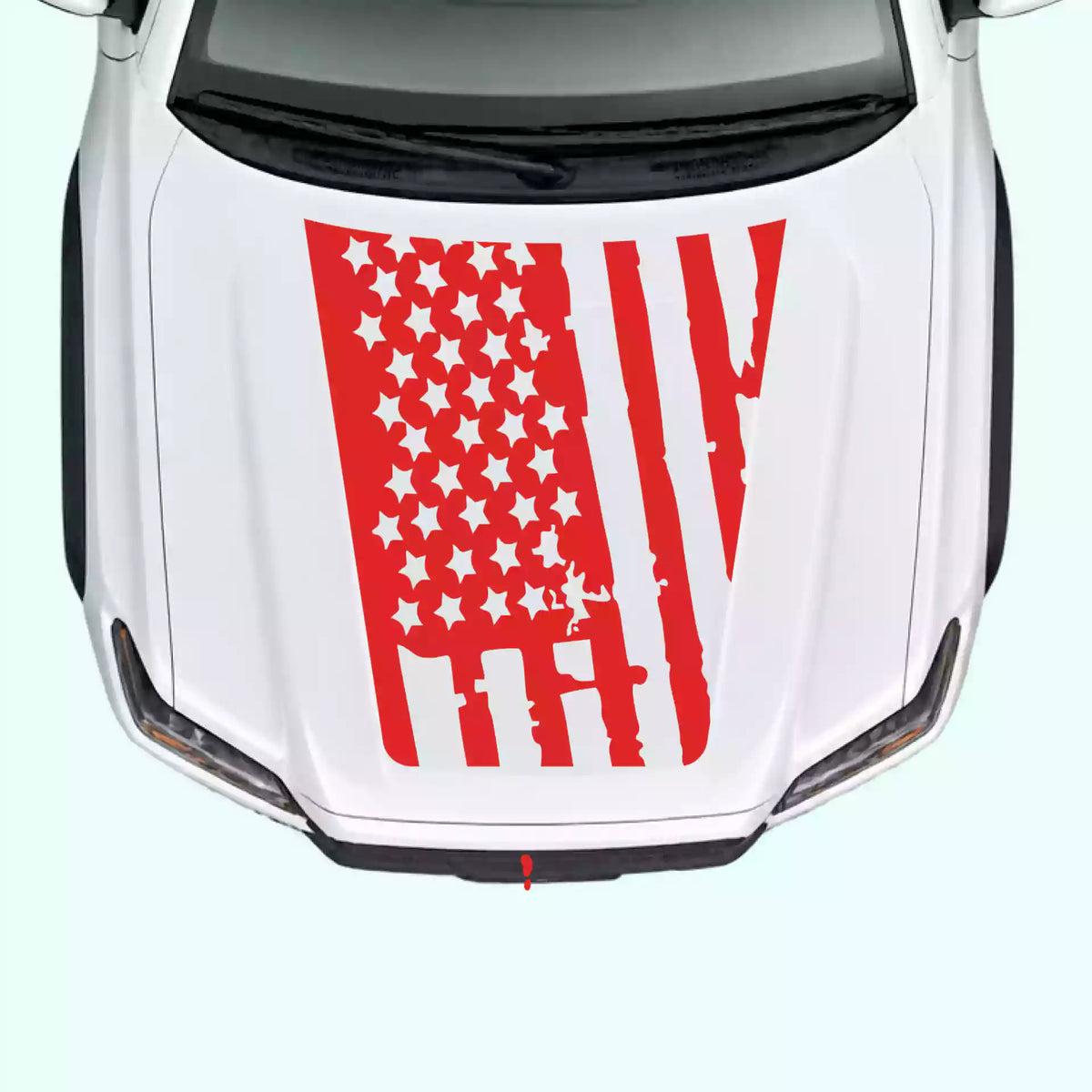 2016-2023 Toyota Tacoma Shred American Flag Hood Decals Vinyl Graphics Kit Red