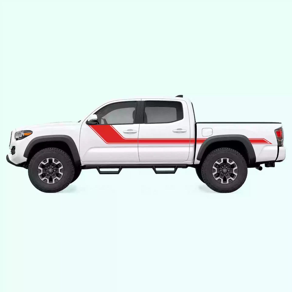 2016-2023 Toyota Tacoma Side Rally Stripes Vinyl Graphics Kit Red
