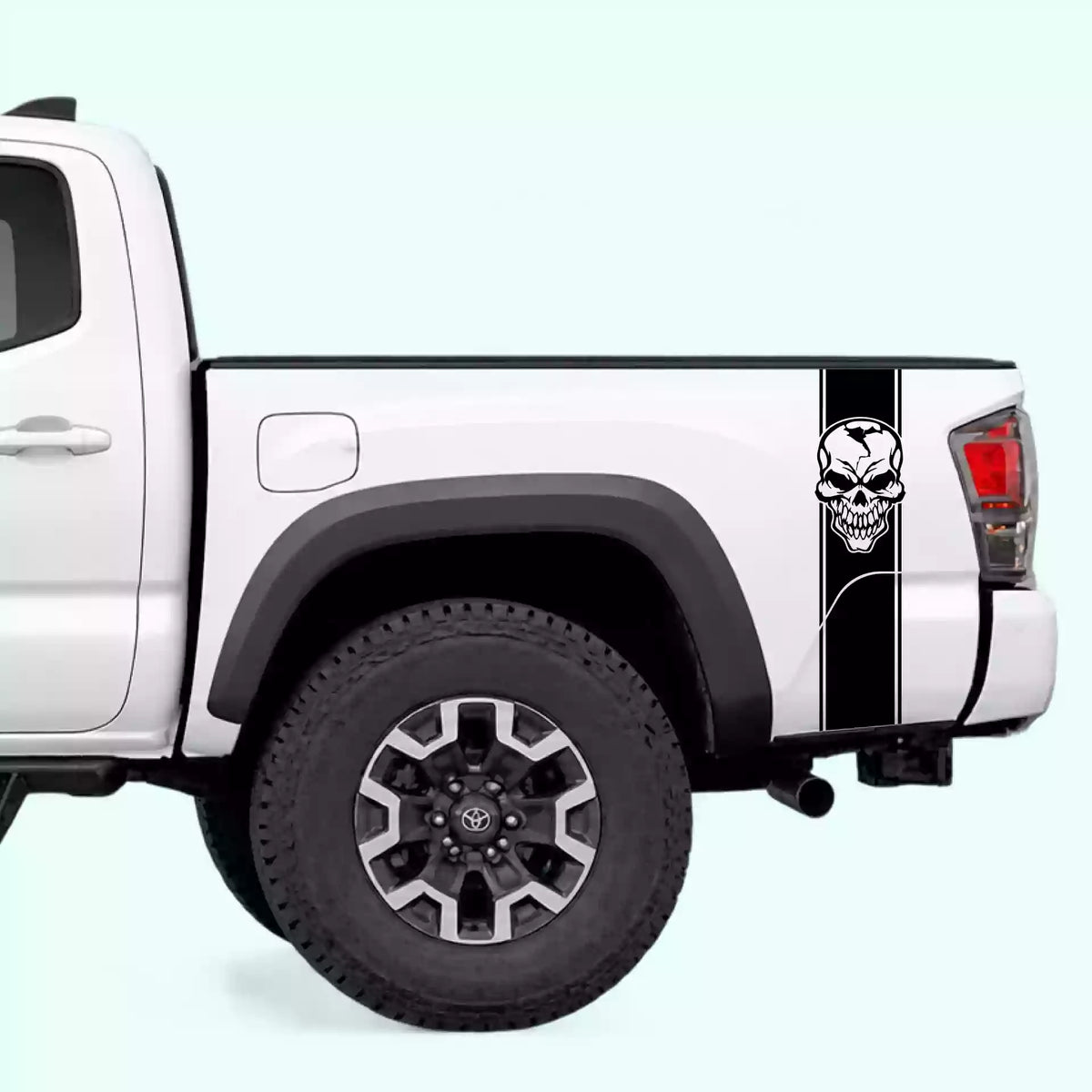 2016-2023 Toyota Tacoma Skull Bed Stripes Vinyl Graphics Kit black