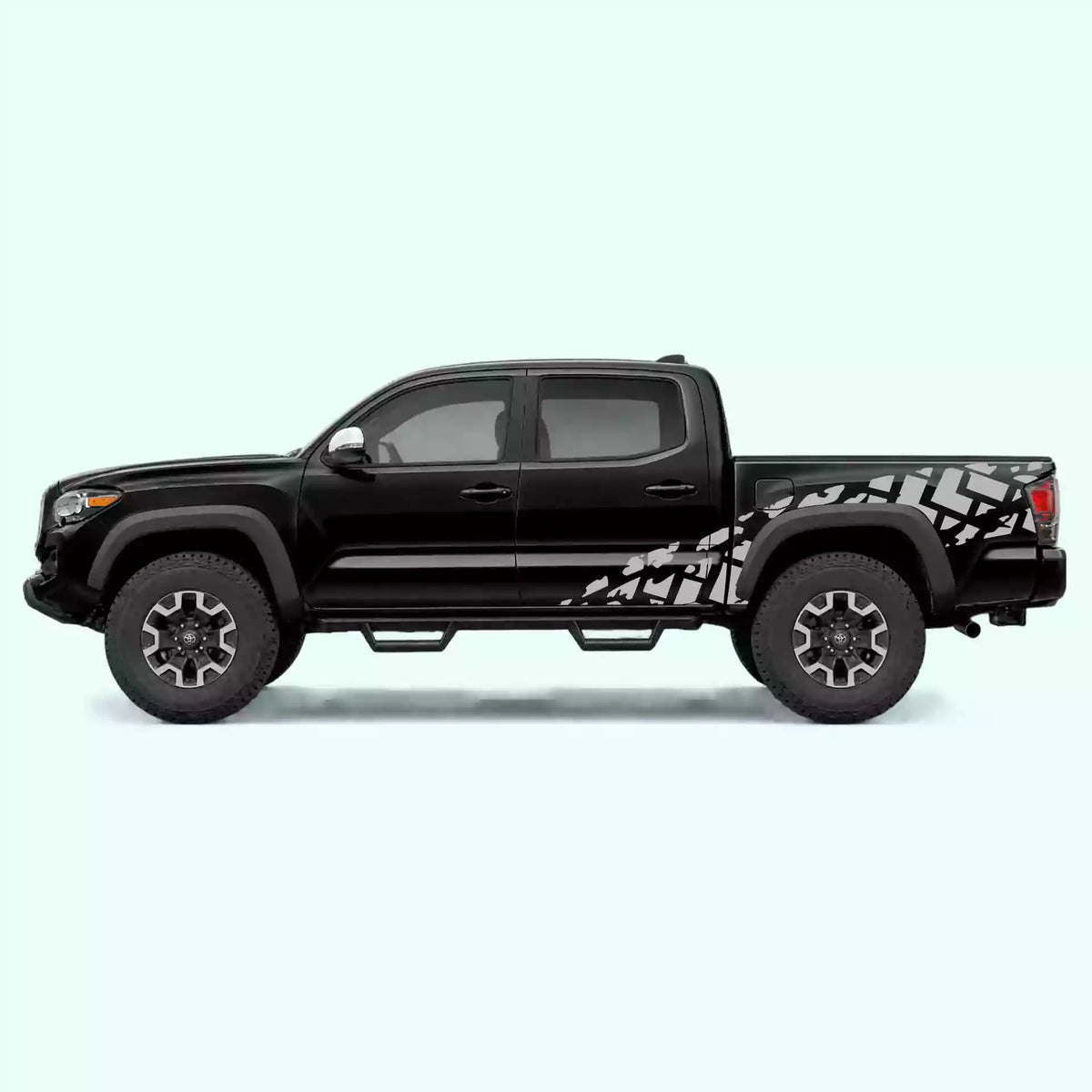 2016-2023 Toyota Tacoma Tire Tracks Side Decals Vinyl Graphics Kit Gray